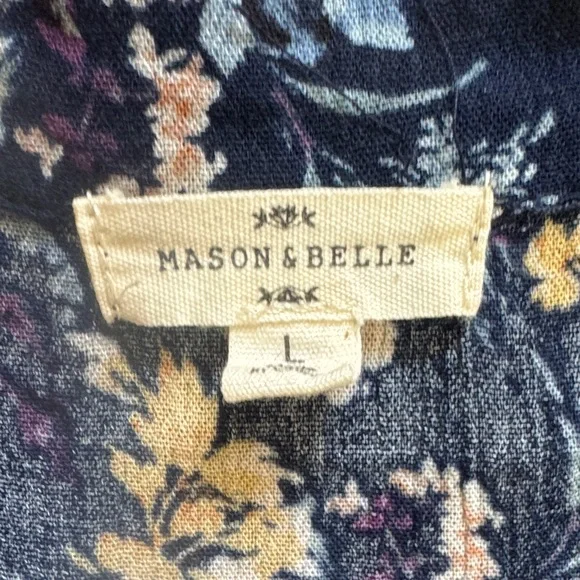 Navy Floral Blouse with Tassels - Picture 2 of 3